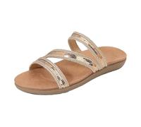 Femmes Roman Flat Slides Plantar Fasciite Arch Support ode Pantoufles confortables semelles en caoutchouc chaussures orthotiques légères été plage marche glisse de natation sur (Rose Gold, 36)