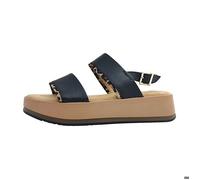 Femmes s.Oliver Sandalettes Textile Fermoir Plat - black/leo 090 37
