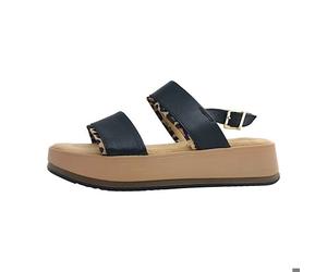 Femmes s.Oliver Sandalettes Textile Fermoir Plat - black/leo 090 37