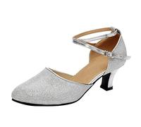 Femmes Salle De Bal Tango Chaussures Latine Paillettes Sociales Chaussures De Danse Q Chaussures Femmes, argenté, 37 EU