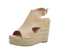 Femmes Sandales Compensées Espadrilles Peep Toe été Confortable Orthopedique Dames Slingback Sandales Fond Épais En Daim À Talons Hauts Plateforme Sandales Bohemian Cork Mule Sandales Pas Cher
