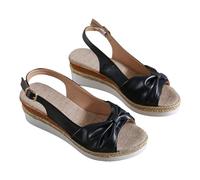 Femmes Sandales D'été Élégantes Espadrilles Femmes Compensées Sandales En Cuir À Talons Confortables De Moyenne Hauteur Chaussures De Plateau Confortable Avec Des Boucles Compensées, Lay507 Black, 38