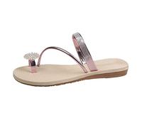 Femmes sandales filles perle ensemble orteil sandales élastiques sangle plate décontracté maison sandales pantoufles plage pantoufles