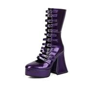 Femmes Sandales Plateforme Gothique Escarpins Imperméables Grosses Bottes longues Punk Boucle Fermeture éclair Bout fermé carré Eté talon haut Chaussures Pour fêtes travail danse rendez vous 4.84IN(Pu
