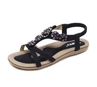 Femmes Sandales Tongs Été Bohemia Flat Sandales Mode PU Cuir Femmes Chaussures Noir 36