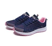 femmes sangles en maille mode chaussures de sport plates - Femmes Course Loisirs Fitness Chaussures Respirantes Chaussures en entraîneur décontracté Baskets Femmes Chaussures Souples (Bleu foncé, 40)