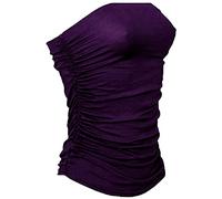Femmes Sexy Casual Summer Bandeau Sans Manches Froncé Plage Vest Shirt Tube Tops, violet, 36-38