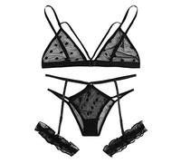 Femmes Sexy En Dentelle Lingerie Soutif à Fines Bretelles Minceur Creuses Porte-Jarretelles Collants Taille Haute Romantique Soutien-Gorge De Lingerie En Dentelle Grande Taille + String Ensemble