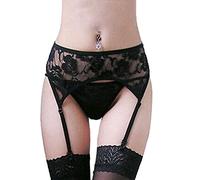 Femmes Sexy Porte-jarretelles en Dentelle Bas Autofixant avec Taille Ajustable, Noir, Free