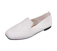 Femmes Shoes De Marche Légères Bottines pour Femmes Habillées Larges Dames décontracté Couleur Unie Respirant Bouche Peu Profonde Bout carré Shoes Plates décontractées Sandales(White, 42)