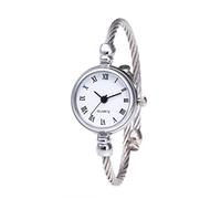 Femmes Silver Cable White Diad Calogue Analogique Quartz Mattre de bracelet avec bracelet de manchette de bande Metal Watch Fashion Daily Wrist pour filles Femmes Roman Numerals Blanc, Femme Wrist Wa