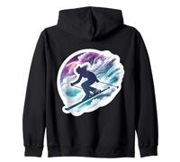 Femmes Skier Aquarelle Art Girl Ski Lover Ski Resort Sweat à Capuche