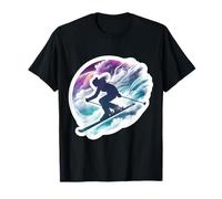 Femmes Skier Aquarelle Art Girl Ski Lover Ski Resort T-Shirt