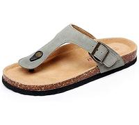 Femmes Slide Hommes Liège Semelle Sandales Plates Réglables en cuir Boucle Décontractée Peep Toe Chaussures Suede Tongs été