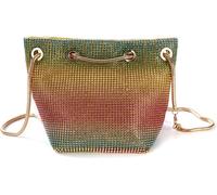 Femmes soirée embrayage sac plein de strass seau arc-en-ciel sac brillant épaule pour la fête de mariage date de la nuit