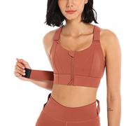 Femmes Soutien-Gorge de Sport avec Fermeture Devant à Glissière pour Gymnastique Soutien-Gorge Grande Taille et Plaquettes Amovibles pour Gymnastique Course Jogging Yoga S - 5XL