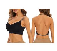 Femmes Soutien Gorge Dos Nu Invisible Soutien Gorge sans Armature Coutures légèrement doublé,Push-Up Dos Ouvert à découpe Basse, Convertible en Soutien-Gorge Dos Nu Multiway Halter (Noir, 70ABC)
