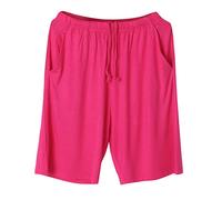 Femmes Sport Couleur Unie Mince Grande Taille Maison Pantalons Ample Peut être Porté À L'extérieur Cinq Pantalons Pyjama Pantalons Femme Chemise de Nuit à Manches Longues, Rose, XXL