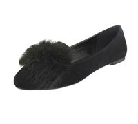 Femmes Spot On Bord Fourrure Vampire Ballerines