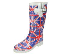 Femmes Spot On Britannique Motif Drapeau Bottes Caoutchouc