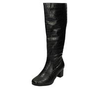 Femmes Spot On Extra Large Mi Bottes Hauteur Genou Talon