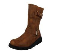 Femmes Spot On 'F51200' Synthétique Brun Décontracté Bottes - Coupe Large