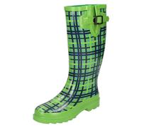 Femmes Spot On Imprimé Tartan Écossais Bottes Caoutchouc