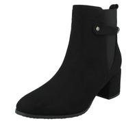 Femmes Spot On Mi Bloc Talon Bottines Avec Lanière Dos - F5R1239