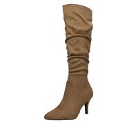 Femmes Spot On Microfibre Fermeture Éclair Bloc Talon Genou Haut Bottes -