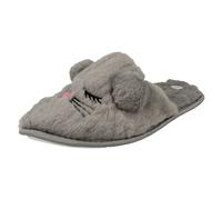 Femmes Spot On Souris Détaillé Mule à Enfiler Confortable Hiver Plat Pantoufles