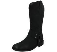 Femmes Spot On Talon Bloc Bas Bottes Cowboy Western avec Broderie F5R1234