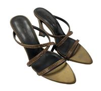 Femmes Strappy Chaton Talons Pour Les Femmes Stiletto Mules Ouvert Orteil Glisser Sur Sandales Robe De Bal Pompe Sandales(Vert,37)