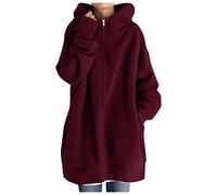 Femmes sweat mode lâche couleur unie Streetwear poche fermeture éclair cordon à manches longues pull à capuche manteau Pilou Pilou Polaire Animaux