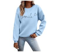 Femmes Sweatshirt T-Shirts à Manches Longues Col Rond Pull Sweat LâChe, Pull Femme Sweatshirt Sans Capuche Lettres ImpriméEs Chaud Automne Hiver DéContracté Haut Adolescent Filles VêTements De Sport
