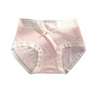 Femmes Taille Moyenne Coton Respirant et sans Couture Impression nœud Culotte Culotte Femme Dim Taile Haute Boxer Femme Dim Noir (Beige, L)