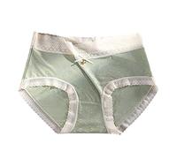 Femmes Taille Moyenne Coton Respirant et sans Couture Impression nœud Culotte Culotte Femme Dim Taile Haute Boxer Femme Dim Noir (Green, L)