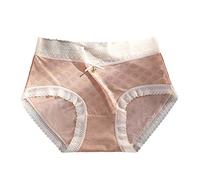 Femmes Taille Moyenne Coton Respirant et sans Couture Impression nœud Culotte Culotte Femme Dim Taile Haute Boxer Femme Dim Noir (Gold, L)