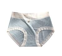 Femmes Taille Moyenne Coton Respirant et sans Couture Impression nœud Culotte Culotte Femme Dim Taile Haute Boxer Femme Dim Noir (Blue, L)