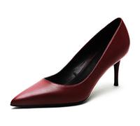 Femmes Talons Hauts Escarpins Pointe-à-Bout Mode Matte Pump Chaussures Vin Rouge 41 EU
