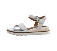Femmes Tamaris Comfort Sandale Textile Fermeture velcro Talon compensé - blanc/argent 37