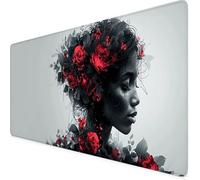 Femmes Tapis de Souris XXL 800 x 300 mm, Noir Tapis Souris Gamer avec Base Anti-Dérapage, Bords Cousus Design, Imperméable Mouse Pad pour Gaming Accessoire Bureau, Decoration Maison, Cadeau 5c-11O