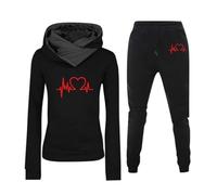 Femmes Tenue de Sport Amour Cœur 3D Imprimé Hoodie Joggers 2 Pièces Automne Hiver Salle de Sport Jogging Set
