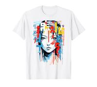 Femmes Texte Coloré Fille Visage Art Abstrait Femmes T-Shirt