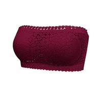 Femmes Vacances Broderie Tube Tops Bustier Sans Couture Mode Bandeau Tops Plage Dentelle Épaules Dénudées Y2K Oeillets Dos Nu Vêtements de Fête Bandeaux Epaules Dénudées Été, bordeaux, M