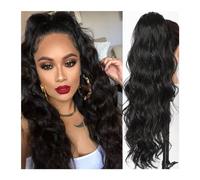 Femmes Vague de corps for les femmes longue queue de cheval ondulée cheveux humains cordon pince en postiche vague noire Extension queue de cheval afro-américaine Utilisation quotidienne(24inches)