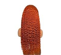 Femmes Vague profonde 220 densité bouclée 13x6 dentelle transparente avant perruque de cheveux humains gingembre vague d'eau Fête quotidienne(34inches)