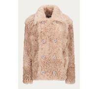 Femmes Veste de Peau Mouton Bouclés Sue Beige pour Utiliser D'Hiver en Fourrure