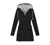Femmes Veste De Pluie Longue Légère Résistant Au Soleil Veste De Pluie Portable Sport De Pluie Vestes En Plein Air Randonnée Veste De Plein Air Coupe Vent Grande Taille Softshell Veste Trench, Noir