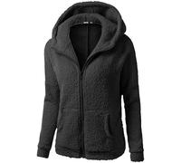 Femmes Vêtements D’extérieur Manteau Fermeture Éclair Pull À Capuche Manteau en Laine D’Hiver Manteau en Coton Chaud Manteau pour Femmes Manteaux D’Hiver pour Femmes, Black-B, 5XL