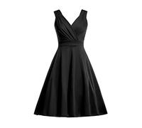 Femmes Vintage Retro Robe Trapèze Rockabilly Années 1950 50 60 Audrey Hepburn Style Robe de Cocktail Soirée Fête L'été Casual Habillée Noir L